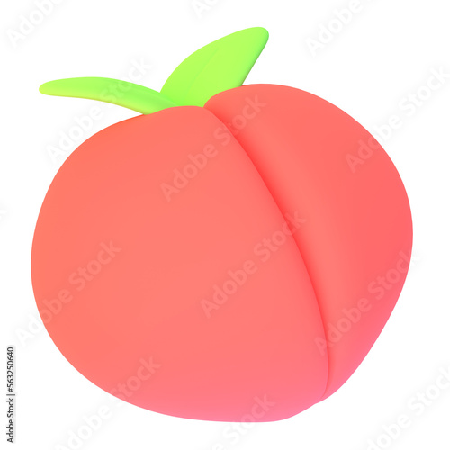 Peach in 3D render for graphic asset web presentation or other