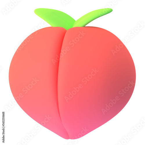 Peach in 3D render for graphic asset web presentation or other