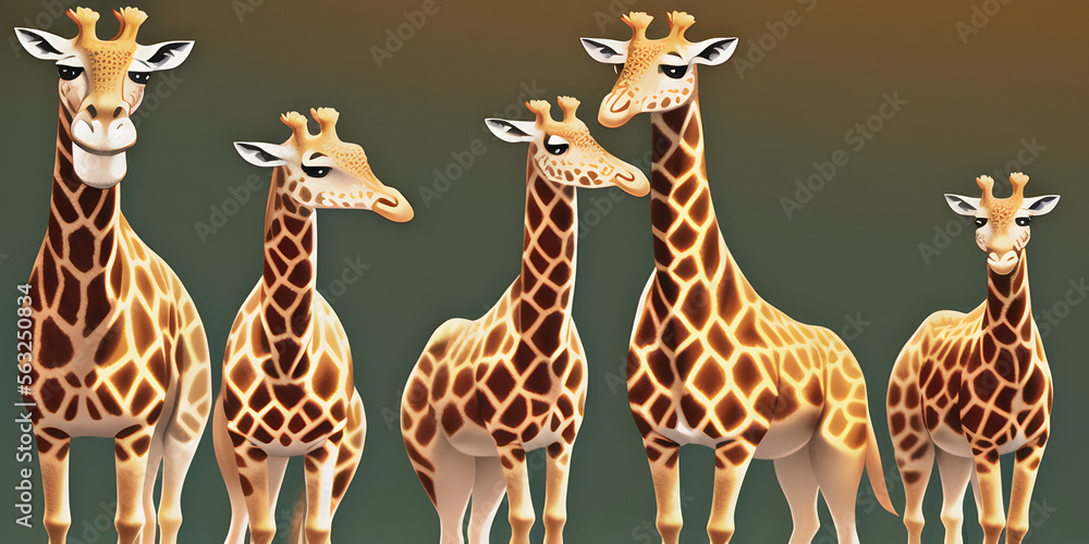 Obraz premium A smooth 3D render of a cute Giraffe character with a smile