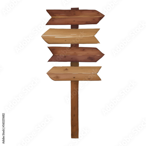 wood sign post digital drawing with watercolor style illustration