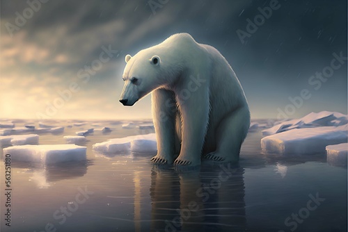 polar bear  climate change  melted ice