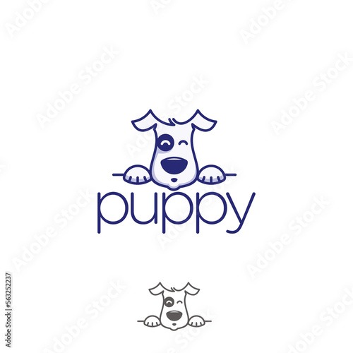 cute dog logo design illustration