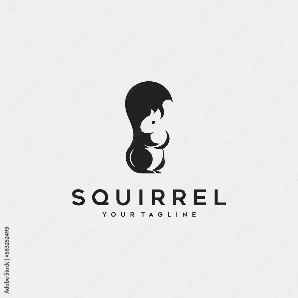 Squirrel negative space logo design