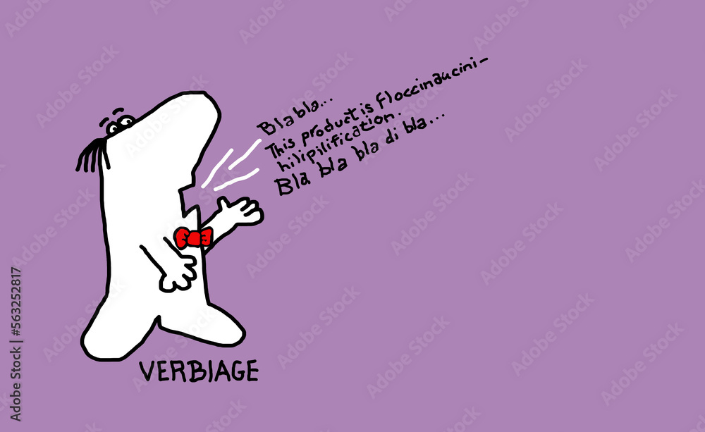Verbiage - cartoon man talking