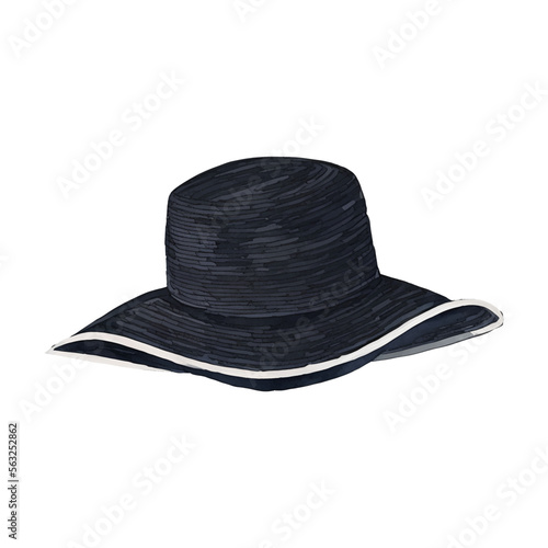 woman hat digital drawing with watercolor style illustration