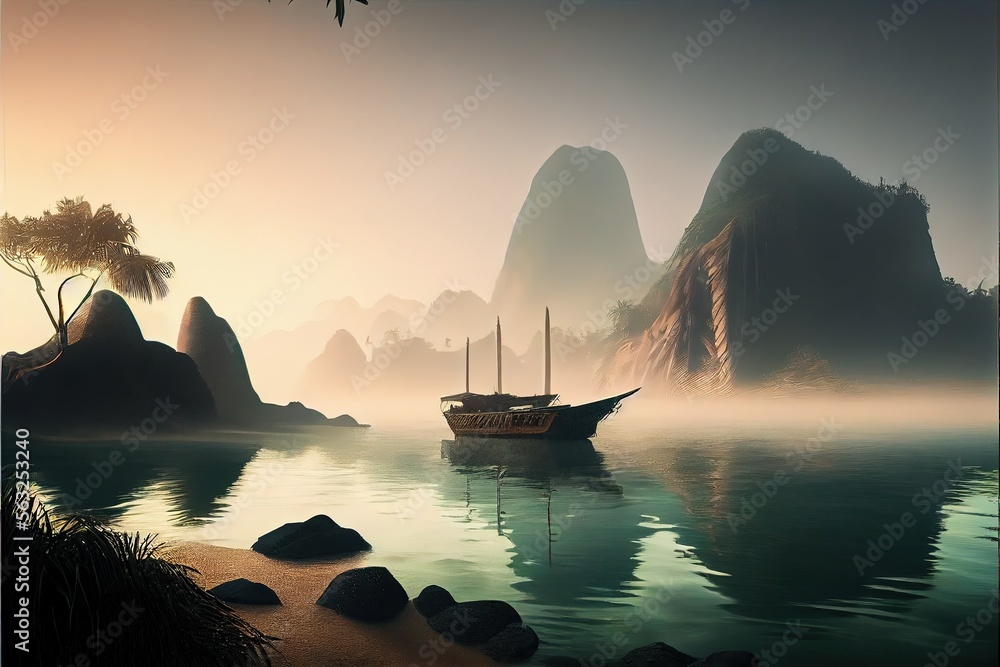 Tropical paradise landscape, Generative ai Tropical paradise landscape, Generative ai