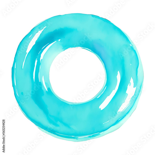 swim ring digital drawing with watercolor style illustration