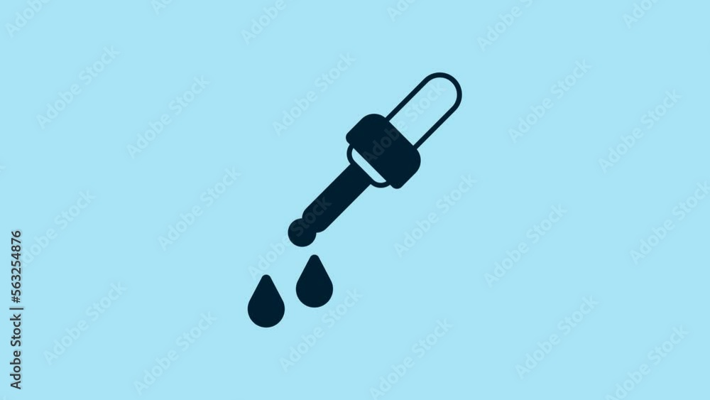 Blue Pipette icon isolated on blue background. Element of medical, chemistry lab equipment. Medicine symbol. 4K Video motion graphic animation Blue Pipette icon isolated on blue background. Element of medical, chemistry lab equipment. Medicine symbol. 4K Video motion graphic animation