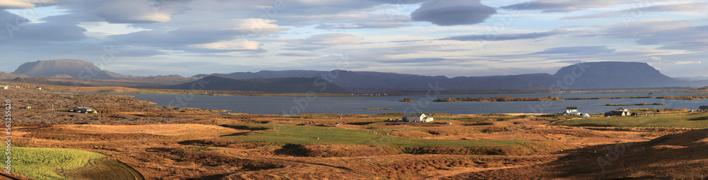 Panorama of Myvatn lake, Iceland