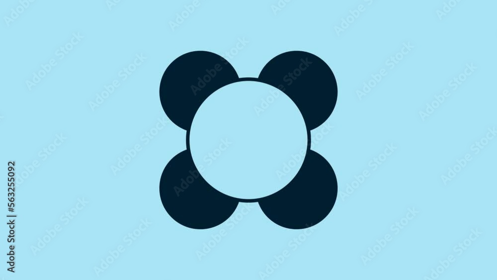 Blue Molecule icon isolated on blue background. Structure of molecules in chemistry, science teachers innovative educational poster. 4K Video motion graphic animation Blue Molecule icon isolated on blue background. Structure of molecules in chemistry, science teachers innovative educational poster. 4K Video motion graphic animation
