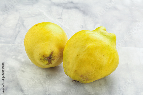 Fresh ripe yellow quince fruit