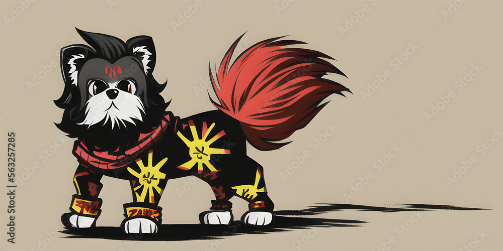 Fototapeta premium A cartoon graffiti drawing of a Shih Tzu