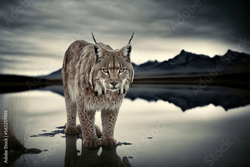 Photo Eurasian lynx Stock Photo, Wildlife Photography, Generative Ai
