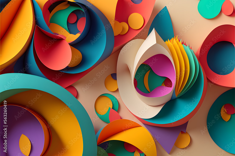 Background Psychedelic paper shapes with copy space Graphic Resource made with Generative AI