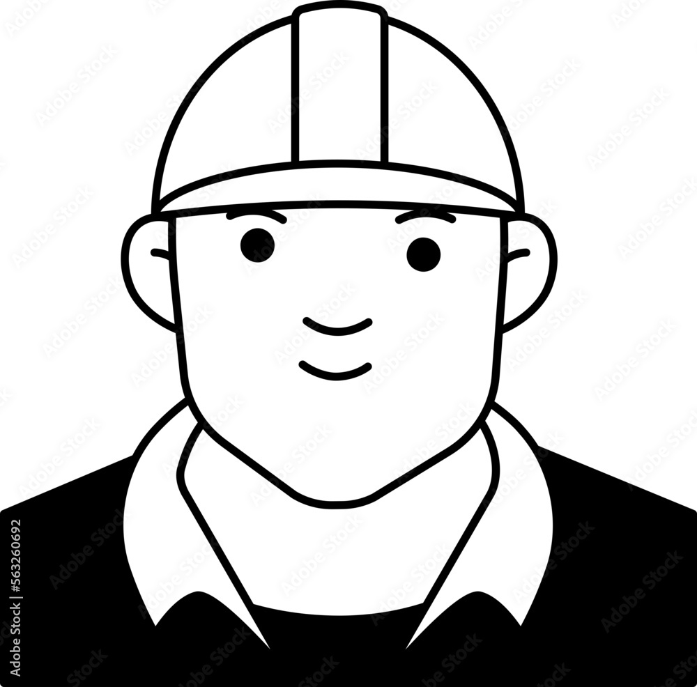 Engineering man boy avatar User preson labor safety helmet Semi-Solid Black and White Style Engineering man boy avatar User preson labor safety helmet Semi-Solid Black and White Style