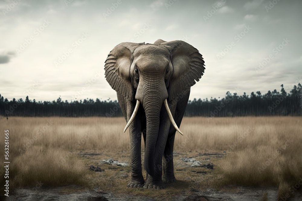 Naklejka premium Elephant Stock Photo, Wildlife Photography, Generative Ai