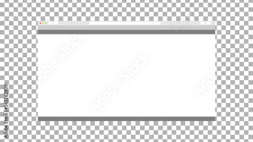 Empty browser window on transparent background. Empty web page mockup with toolbar