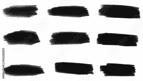 Grunge black watercolor brush stroke set. paintbrush stroke. brush smear. hand drawn brushstroke. vector illusrtation.
