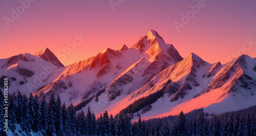 AI Digital Illustration Sunrise Mountain Range © Oblivion VC
