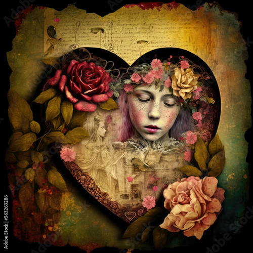 Artistic, yellowed love greetings - Generative AI