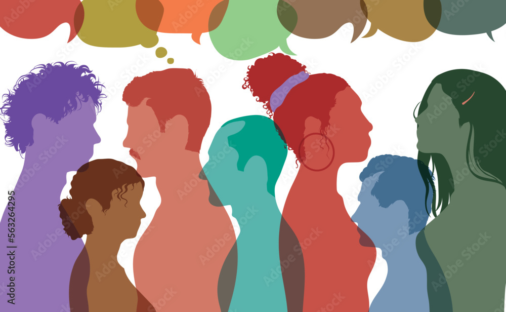 Communication on social networks. Multi-ethnic and multicultural people. Communicate ans speech bubbles. Flat vector illustration Communication on social networks. Multi-ethnic and multicultural people. Communicate ans speech bubbles. Flat vector illustration