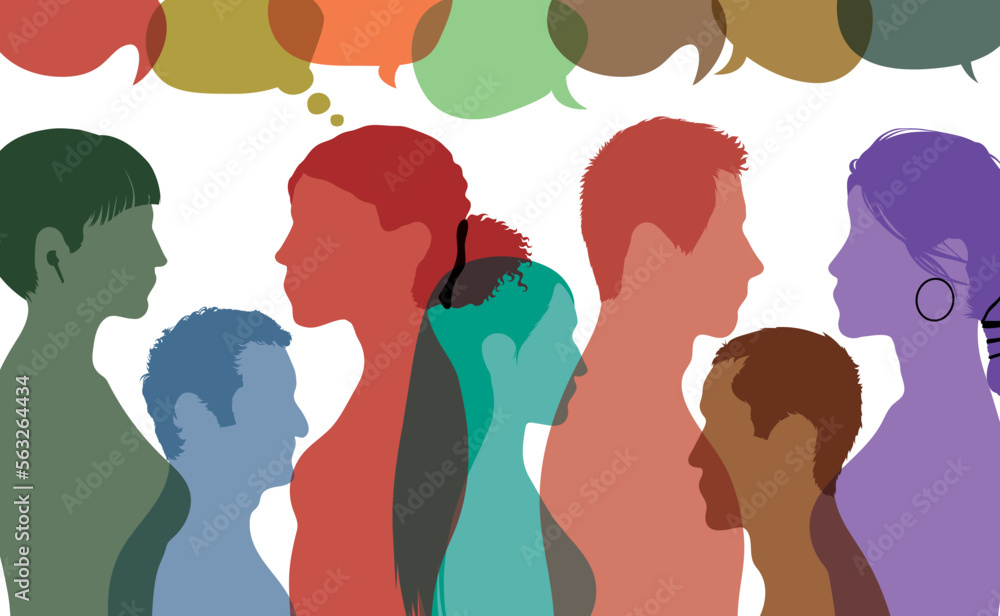 Crowd communicate and Social networking communication. Speech bubble	. Flat vector illustration