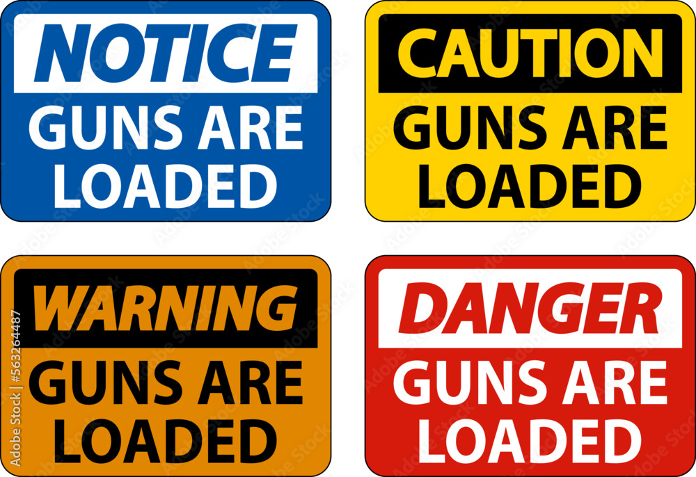 Danger Gun Owner Sign, Guns Are Loaded