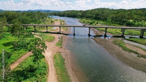Drone shot of Benaraby Bridge, Queensland, Australia 4680