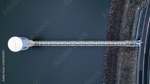 Top down drone shot at Merrimu Reservoir, Victoria, Australia 3340
