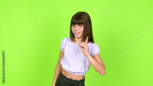 Little girl doing NO gesture over isolated background