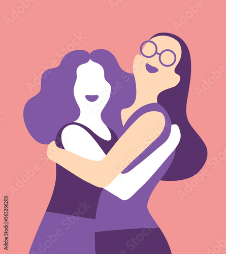 Due ragazze si abbracciano in segno di amicizia e affetto