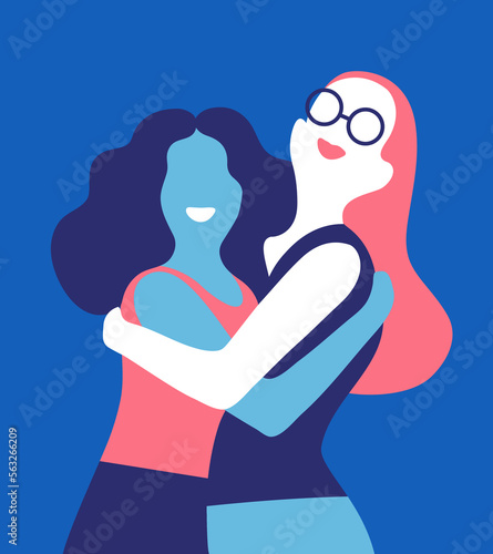 Due ragazze si abbracciano in segno di amicizia e affetto