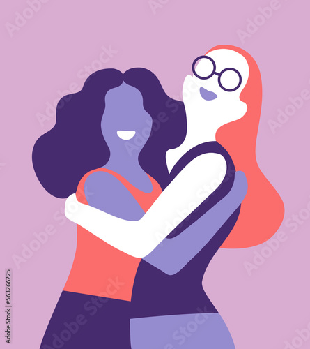 Due ragazze si abbracciano in segno di amicizia e affetto