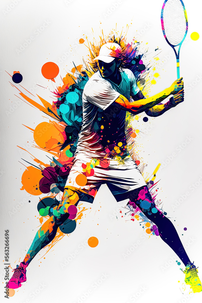 Tennis Abstrakt Tennisspieler in Action Tennissport Background Display  Hintergrund Poster Cover Generative AI Digital Art Illustration Stock  Illustration | Adobe Stock