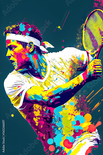 Tennis Abstrakt Tennisspieler in Action Tennissport Background Display Hintergrund Poster Cover Generative AI Digital Art Illustration 