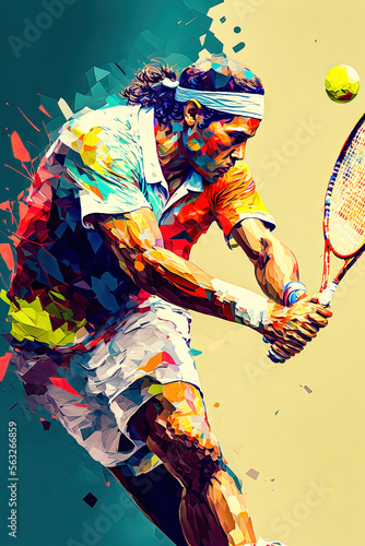 Tennis Abstrakt Tennisspieler in Action Tennissport Background Display Hintergrund Poster Cover Generative AI Digital Art Illustration 