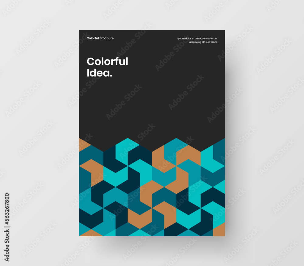 Fototapeta premium Vivid poster A4 design vector illustration. Amazing geometric shapes magazine cover template.