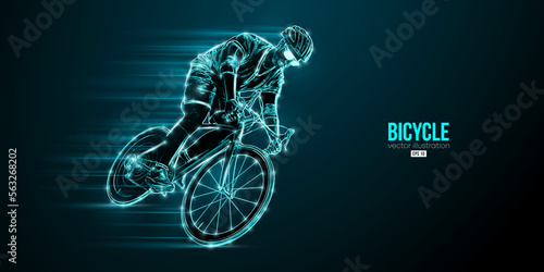 Abstract silhouette of a road bike racer, man is riding on sport bicycle isolated on black background. Cycling sport transport. Vector illustration