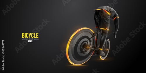 Abstract silhouette of a road bike racer, man is riding on sport bicycle isolated on black background. Cycling sport transport. Vector illustration