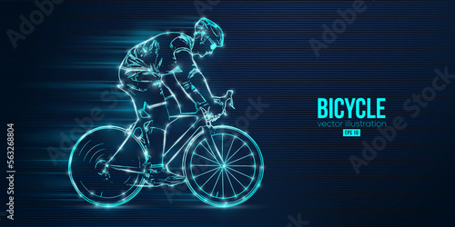 Abstract silhouette of a road bike racer, man is riding on sport bicycle isolated on blue background. Cycling sport transport. Vector illustration