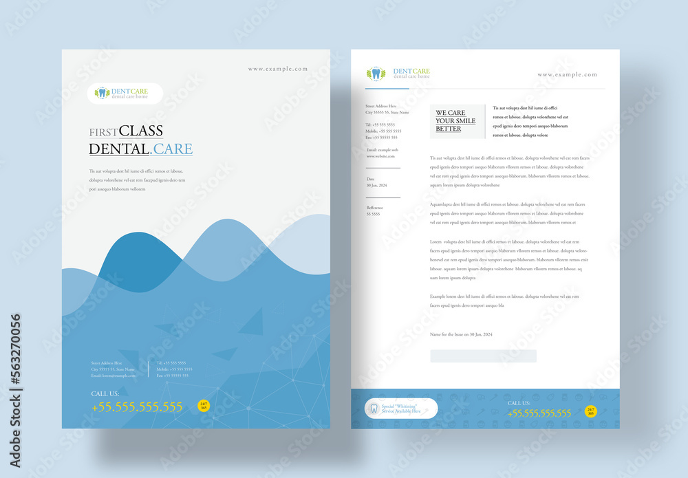 Dental Letterhead Layout Stock Template | Adobe Stock