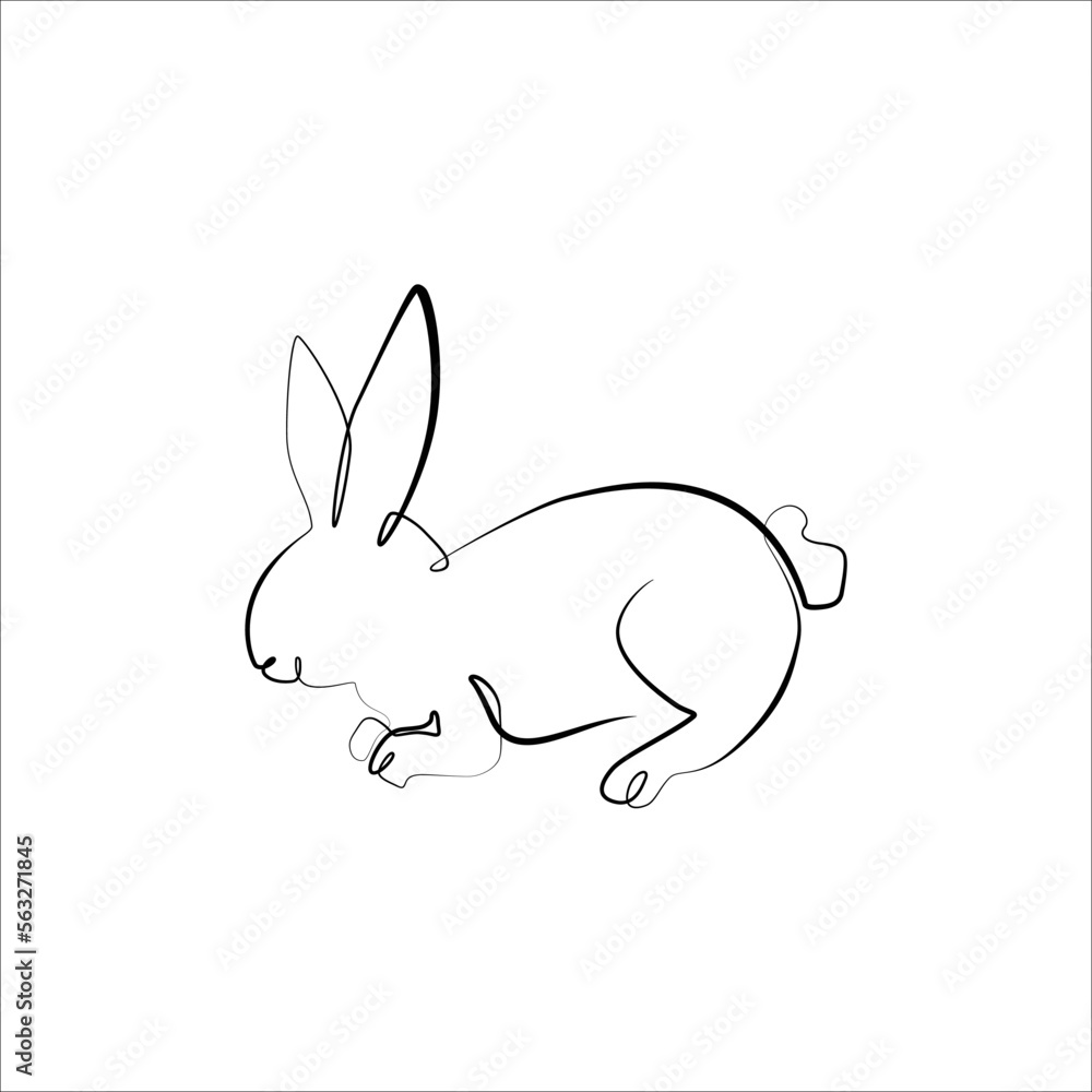 Continuous line drawing of a rabbit. bunny concept in one line. artwork of a rabbit in single line. the year of the rabbit Continuous line drawing of a rabbit. bunny concept in one line. artwork of a rabbit in single line. the year of the rabbit