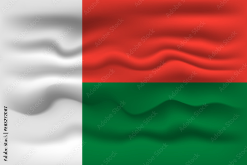 Waving flag of the country Madagascar. Vector illustration.