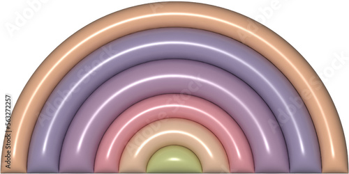 Pastel color rainbow 3d vector illustration