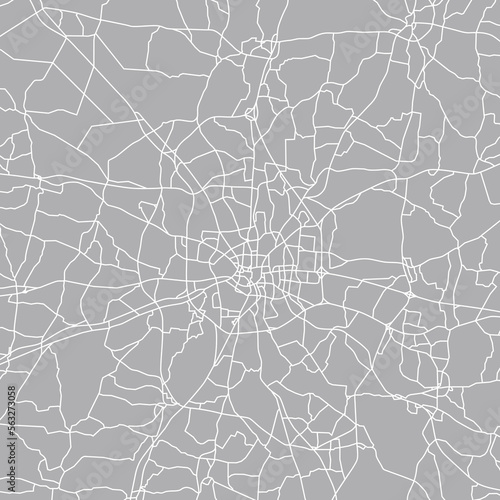 Rennes  France  city with highways  major and minor roads  town footprint plan. City map with streets   urban planning scheme. Plan street map  road graphic navigation. Vector