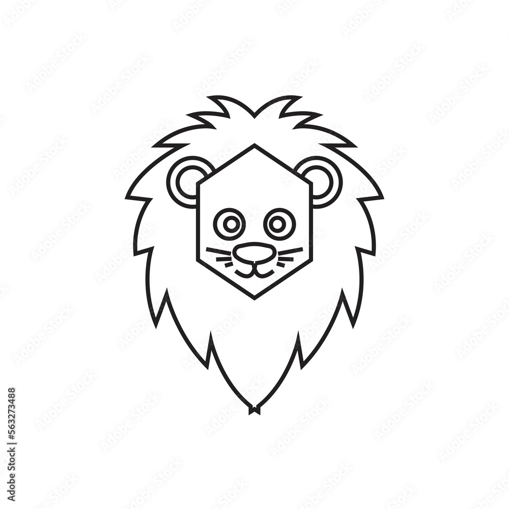 Fototapeta premium lion face line vector logo icon.