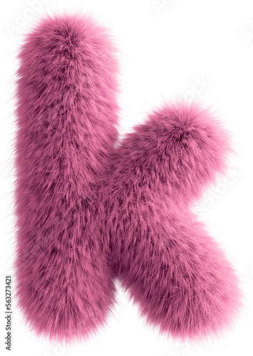Pink 3D Fluffy Letter K