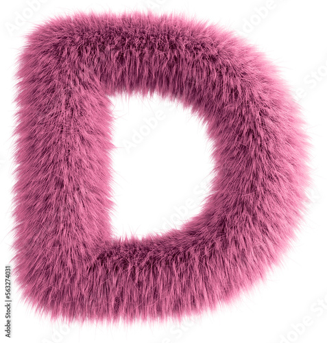 Pink 3D Fluffy Letter D photo