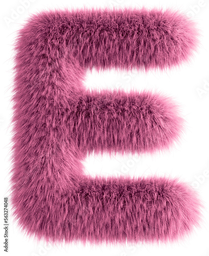 Pink 3D Fluffy Letter E