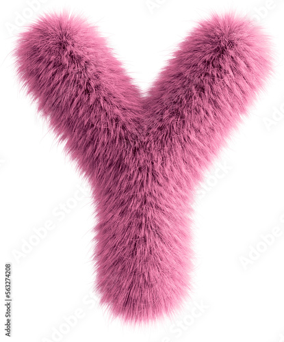 Pink 3D Fluffy Letter Y